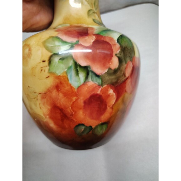 Antique Willets Belleek Hand Painted Floral Vase Morning Glory  Art Nouveau Glam - Picture 8 of 14
